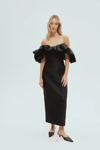 Alemais Suzi Off The Shoulder Midi Dress Black Size 10