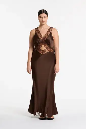 Sir the Label Aries Cut-Out Gown Brown Size 4/Au 14