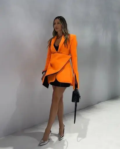 Mariam Seddiq Mini Dress Orange Size 6 
