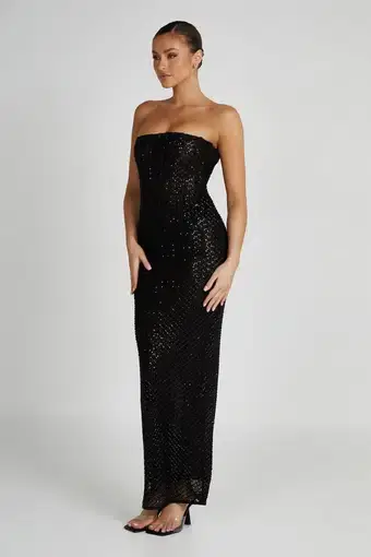 Meshki Gemma Strapless Sequin Maxi Dress Black Size M / AU 10