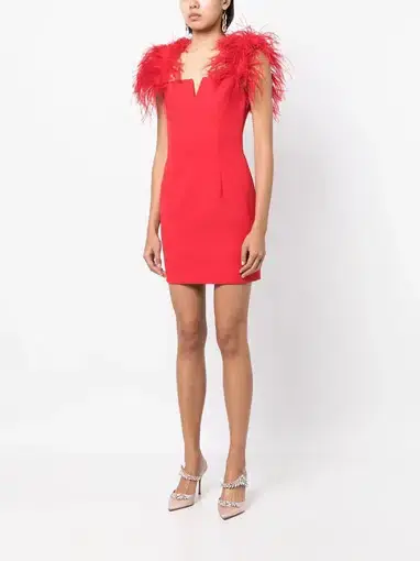 Rebecca Vallance Scarlett Feather Mini Dress Red Size 8