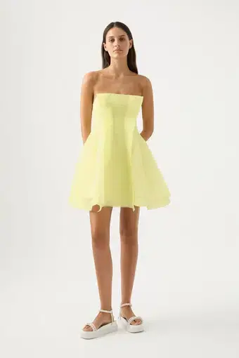Aje Astrid Strapless Mini Dress Yellow Size AU 12