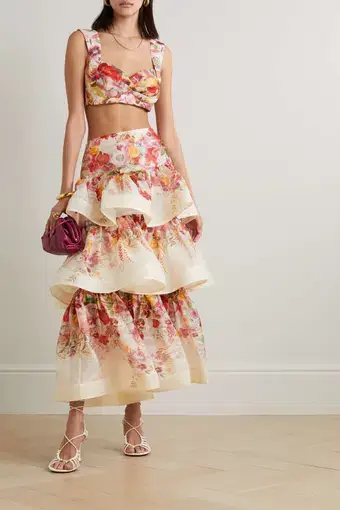 Zimmermann Elka Poppy Wonderland Bralette and Skirt Set Floral Size 1/AU 10