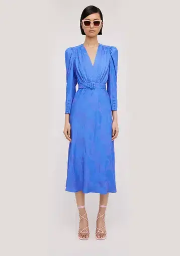 Scanlan Theodore French Jacquard Dress Blue Size 8