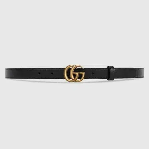Gucci GG small leather belt in black