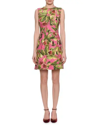 Dolce and Gabbana Sleeveless A-Line Brocade Mini Dress Fig Print Size M / AU 10