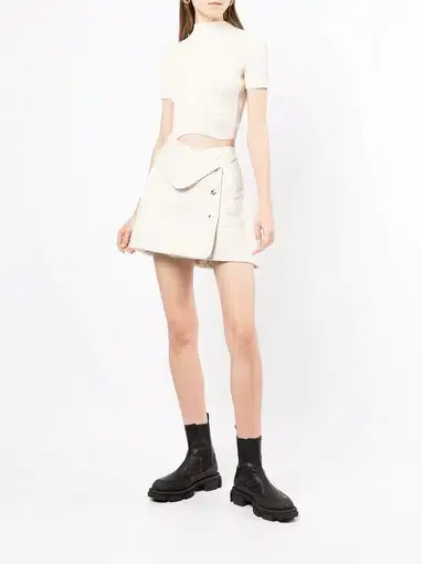 Dion Lee Wave Quilted Mini Skirt Ivory Size AU 6