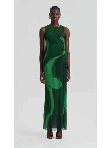 Scanlan Theodore Italian Watercolour Dress Safari Green Size AU 8