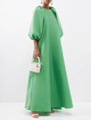 BERNADETTE Lynn Balloon-Sleeve Taffeta Gown Green Size 10