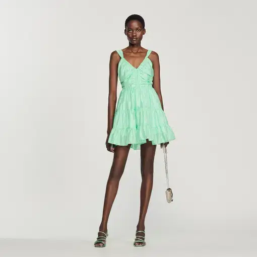 Sandro Paris Mariella Woven Dress Mint Green Size AU 6