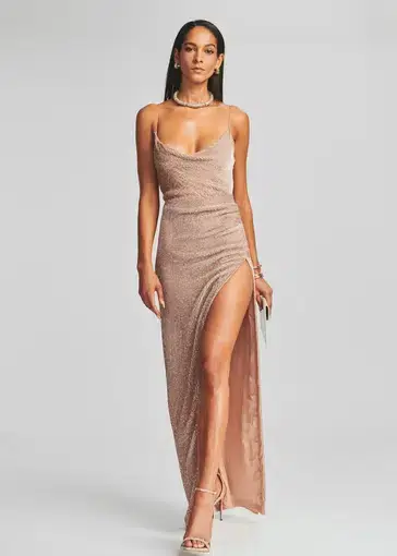 Retrofete Katya Sequin Dress Nude Size S / AU 8 