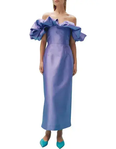 Alemais Suzi Off Shoulder Midi Dress Violet Size 12 