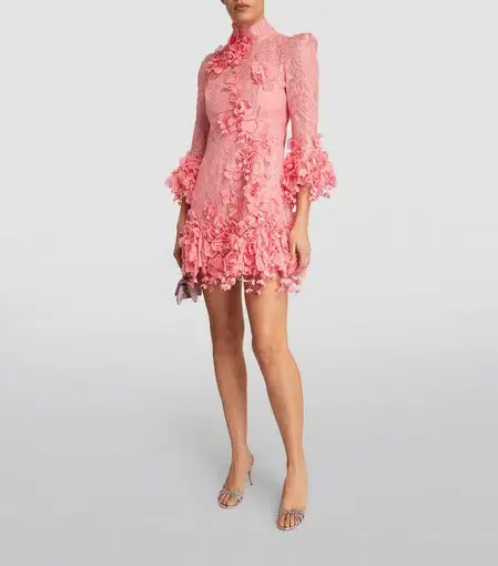 Zimmermann High Tide Guava Lace Mini Dress Pink Size 0 / AU 8