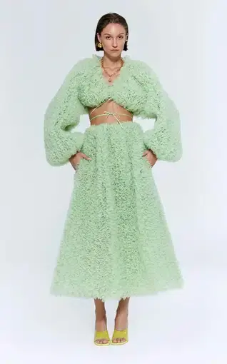 Selezza London Mercy Cardigan and Vesper Midi Skirt Set Green Size S/AU 8