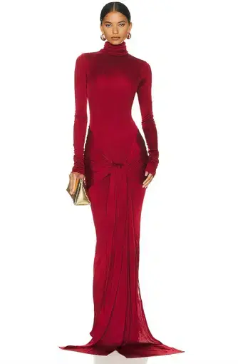 Helsa Slinky Jersey Sarong Maxi Dress Red Size AU 8