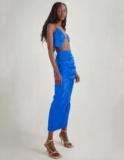 Kourh Otto Top & High Twisted Skirt Set in Cobalt Blue Size 8 