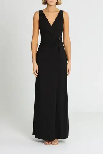 Montique Amalia Jersey Wrap Gown Black Size 14