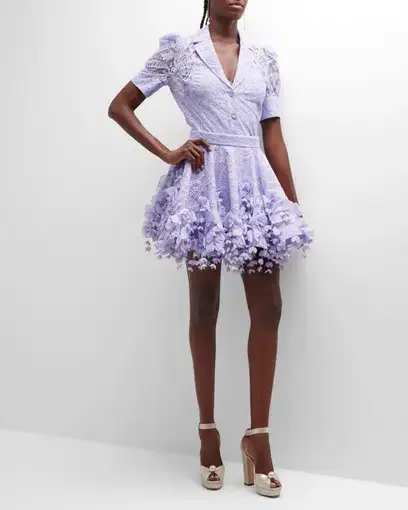 Zimmermann High Tide Lace Blouse & Flip Mini Skirt Set Periwinkle Purple Size 0 / AU 8