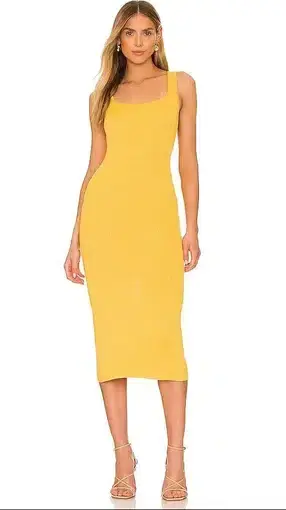 Majorelle Dress Betrys Tie Back Midi Yellow Gold Size S/ AU 6