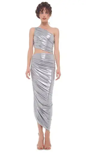 Norma Kamali Metallic Silver Skirt Size 6