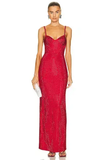 Area NYC Crystal Embellished Gown Red Size AU 8