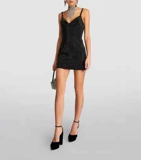 Area Nyc Crystal-embellished Pyramid Mini Dress Black Size AU 10
