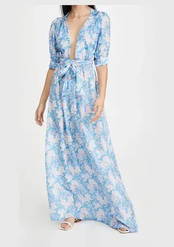 Hannah Artwear Surya Open Back Maxi Dress in Blue One Size