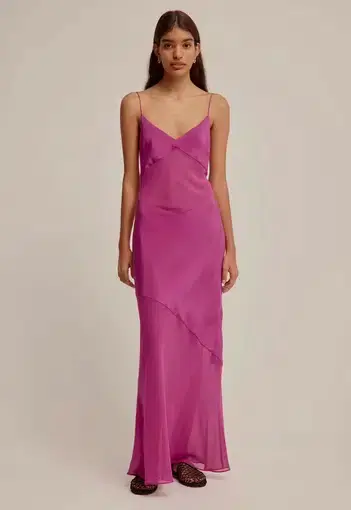 Venroy Sheer Panelled Silk Slip Dress Pink Size 8