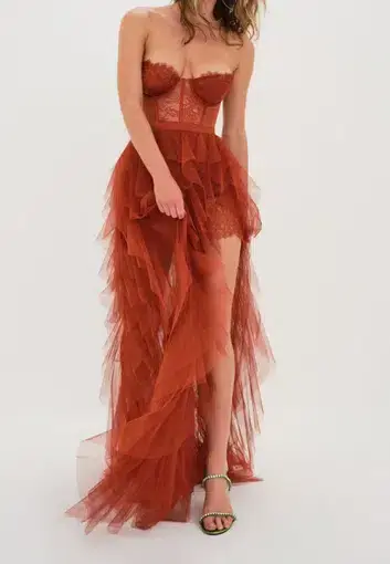 For Love and Lemons x Revolve Bustier Gown in Burnt Orange Size XS / AU 6