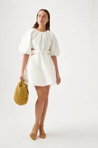 Aje Mimosa Cut Out Mini Dress White Size 8
