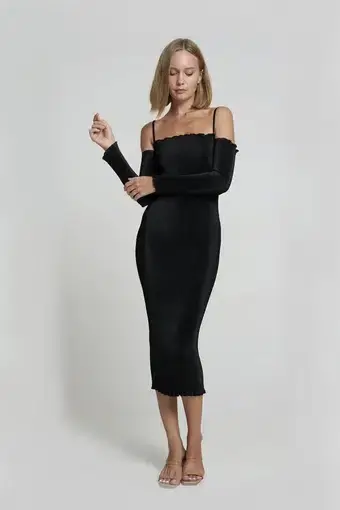 L'idée Le Cocktail Midi Dress in Noir/Black Size 12