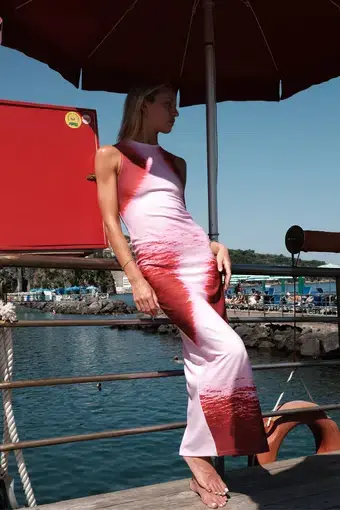 With Harper Lu Racer Dress Isola Ocean Pink Multi Size 8