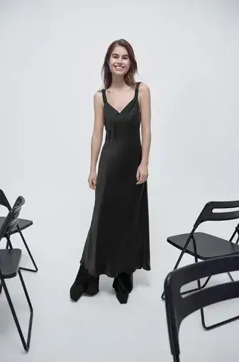 Silk Laundry Deco Ruched Dress Black Size XS / AU 6