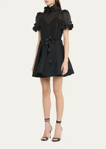 Zimmermann Luminosity Liftoff Flower Mini Dress Black Size 1 / AU 10