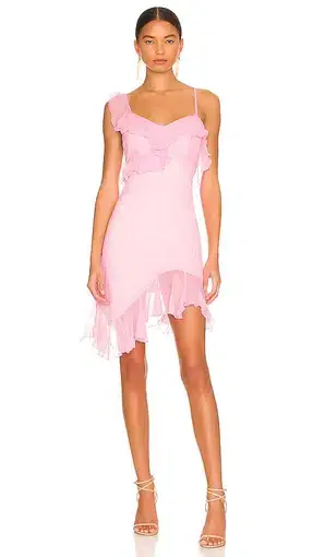 Kim Shui Pink Silk Chiffon Mini Dress Size 6