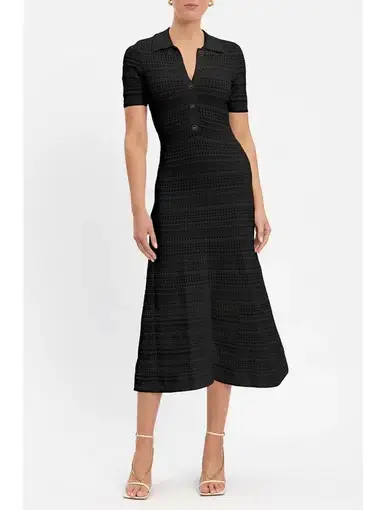 Rebecca Vallance Magnolia Knit Midi Dress Black Size 10
