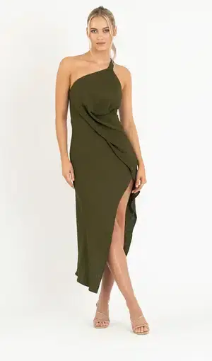 One Fell Swoop Harlequin Dress In Olive Line Size 10