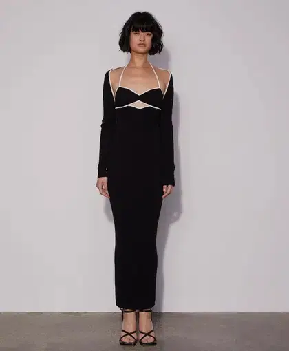 Wynn Hamlyn Palm Maxi Dress in Black Size 8