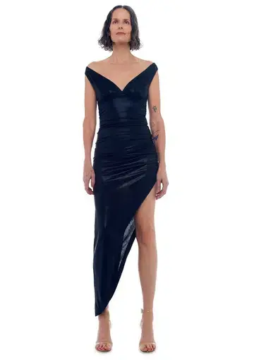 Norma Kamali Tara Side Drape Gown Black Size 12