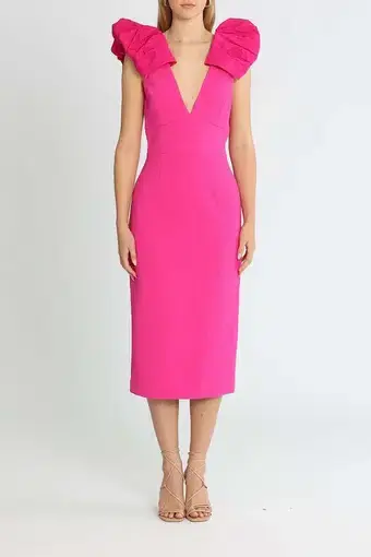 Rebecca Vallance Cupid's Bow Midi Fuschia Pink Size 10