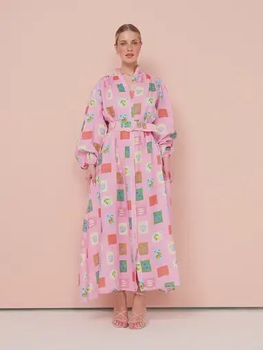 Palm Noosa Noddy Dress Pink Emblem Print Size 14