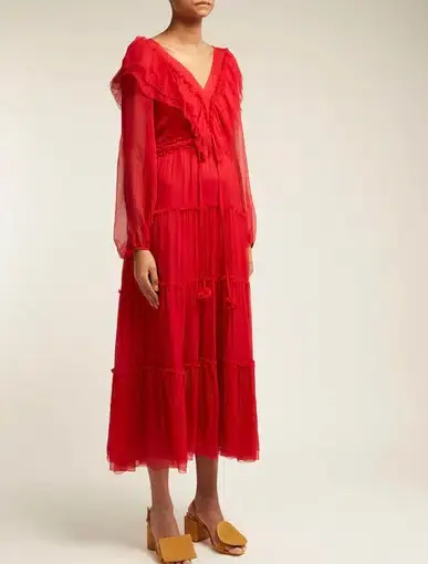 Lee Mathews Bluebelle Silk Georgette Midi Dress with Slip Raspberry Size 3 / AU 12