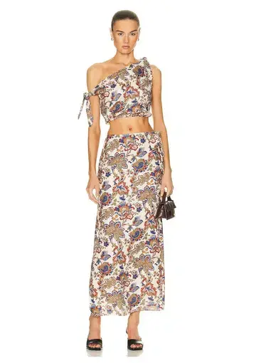 Sir the Label Bettina Tie Crop and Tie Midi Skirt Set in Wiltshire Floral Size 0 / AU 6