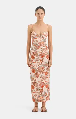 Sir The Label Noemi Balconette Midi Dress Floral Size 1/Au 8