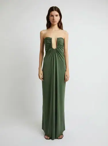 Christopher Esber Arced Palm Strapless Dress Green Size XS/ AU 6