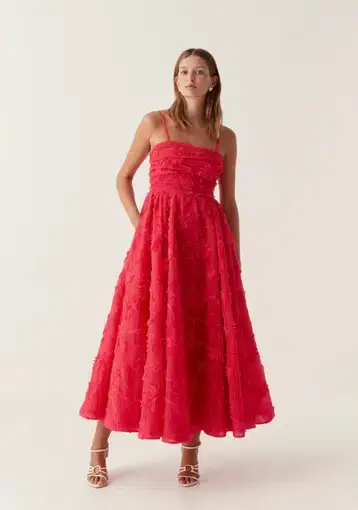 Aje Evangeline Cornelli Maxi Dress Bougainvillea Red Size 8