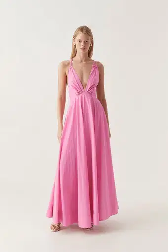 Aje Vellum Maxi Dress Cerise Pink Size 8