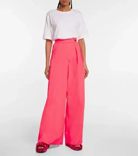 Dries Van Noten Organza High-rise Wide-leg Pants Pink Size 10