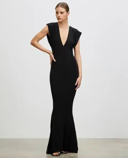 Norma Kamali V Neck Rectangle Gown Black Size M / AU 10