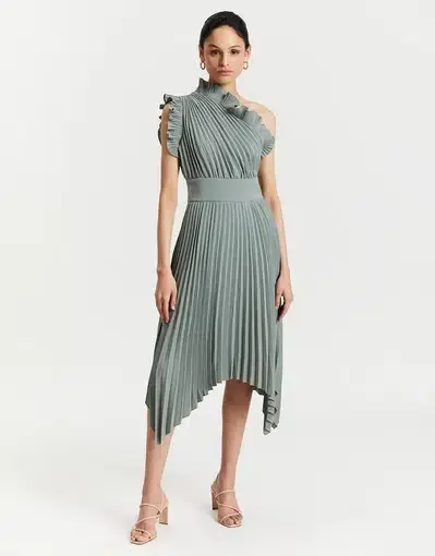 Mossman The Ladylike Dress Midi Dress Sage Green Size 12